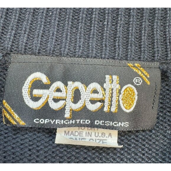 Vintage Gepetto Country Embellished Crewneck Sweater One Size Fits All Black Gol - Picture 2 of 11